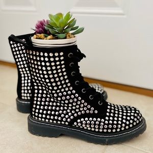 Wild Pair Lug Sole Studded Combat Boots, Size 8